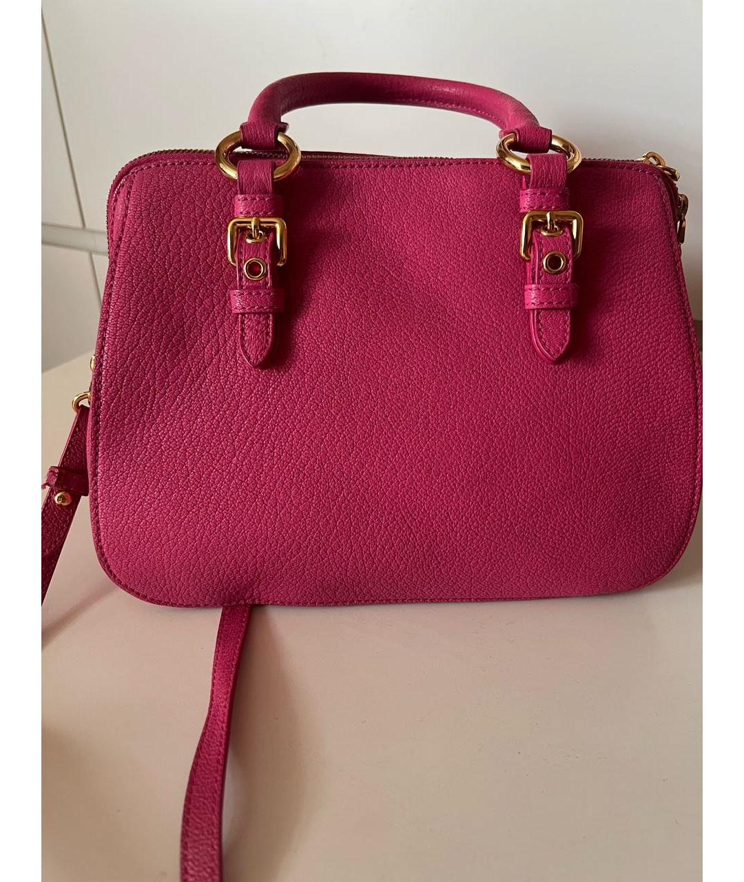 MIU MIU Розовая кожаная сумка с короткими ручками, фото 4