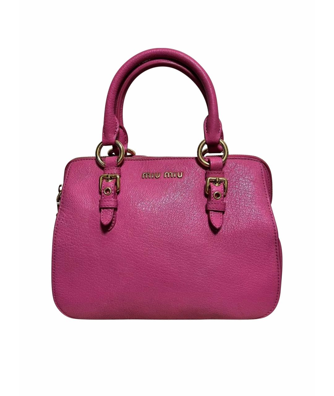 MIU MIU Розовая кожаная сумка с короткими ручками, фото 1