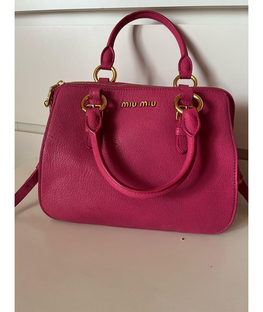 MIU MIU Розовая кожаная сумка с короткими ручками, фото 2