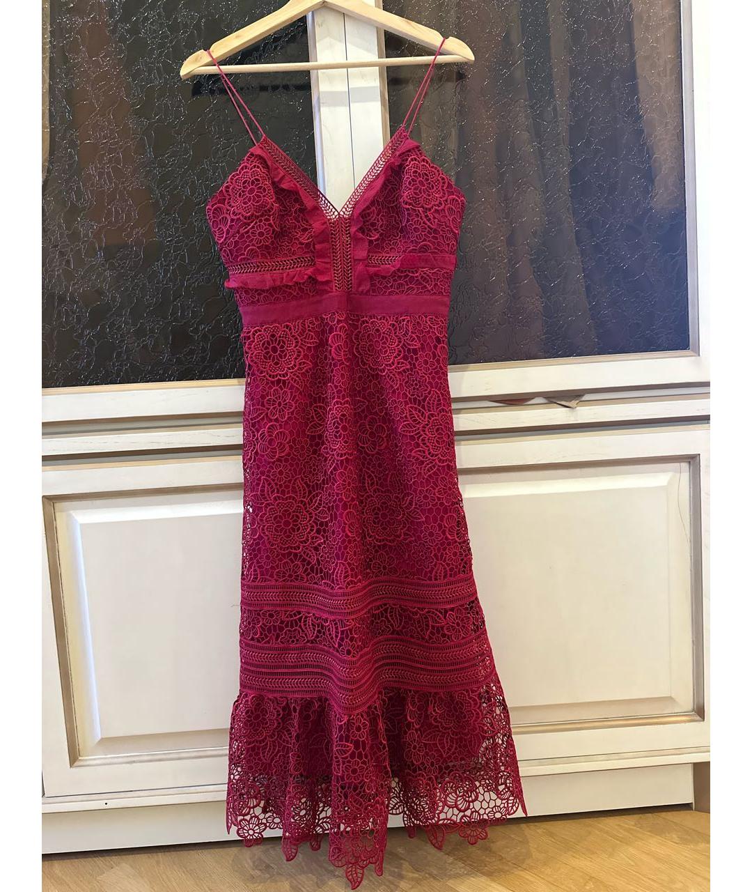 SELF-PORTRAIT Бордовое полиэстеровое коктейльное платье, фото 6