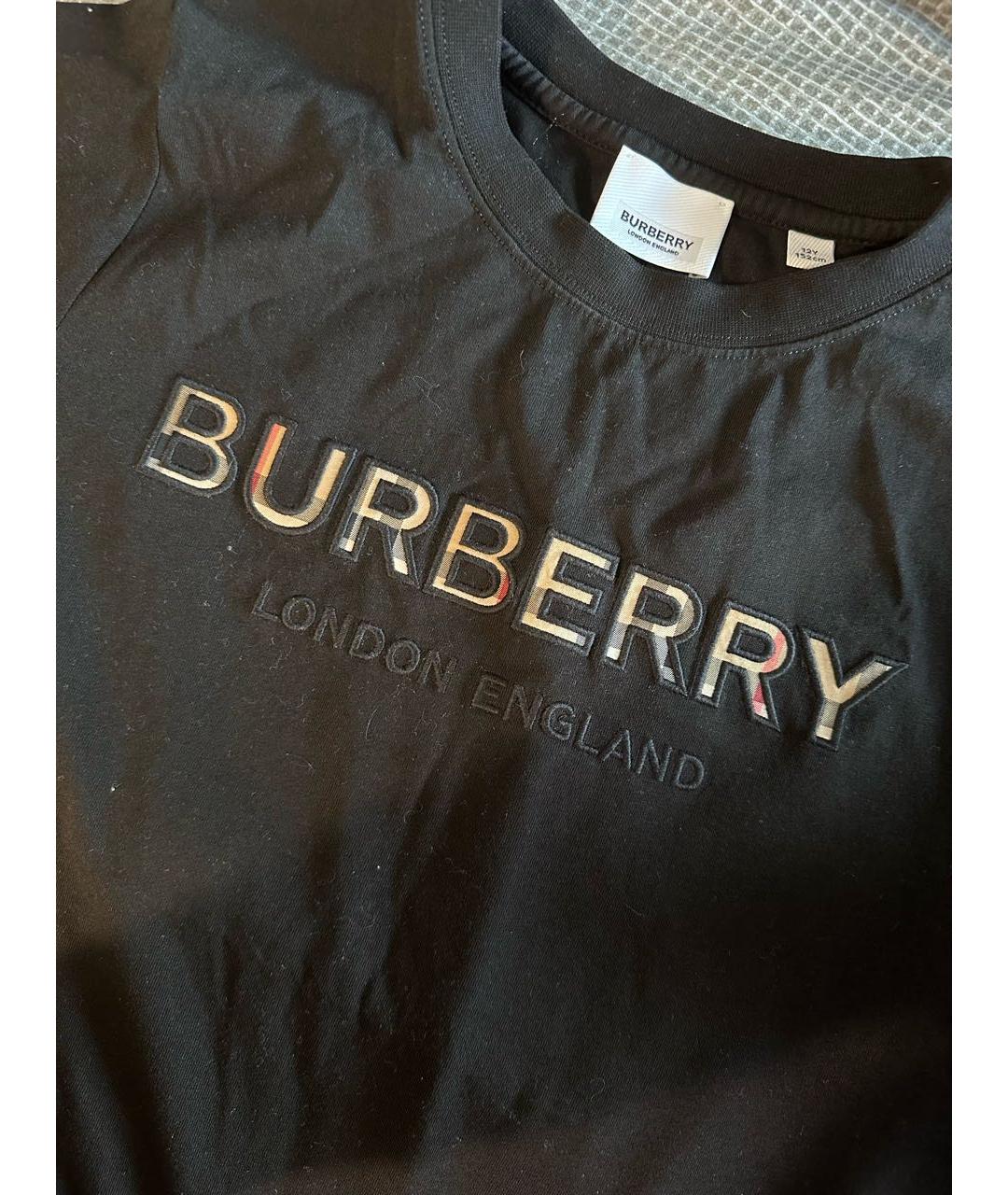 BURBERRY Черный хлопковый детская футболка / топ, фото 2