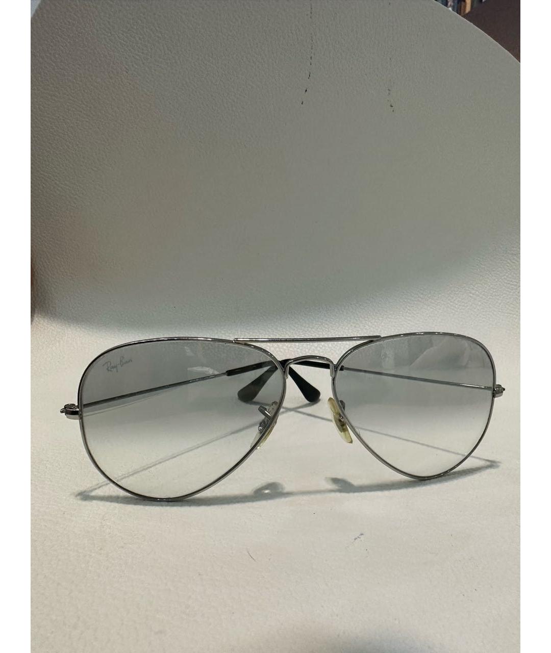 RAY BAN Серебряные металлические солнцезащитные очки, фото 5