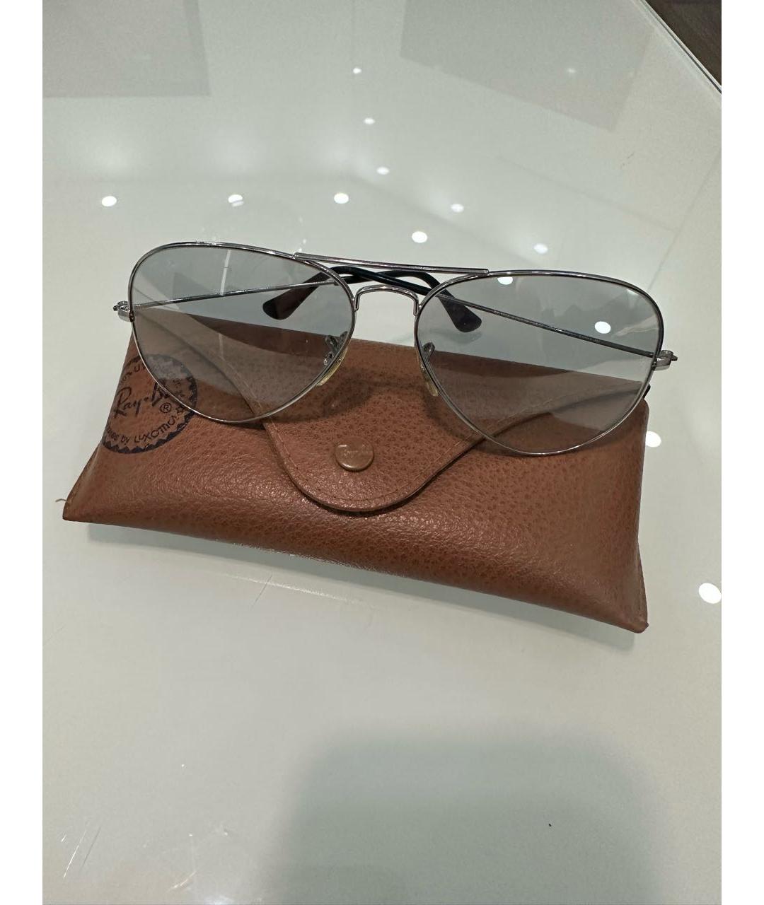 RAY BAN Серебряные металлические солнцезащитные очки, фото 4