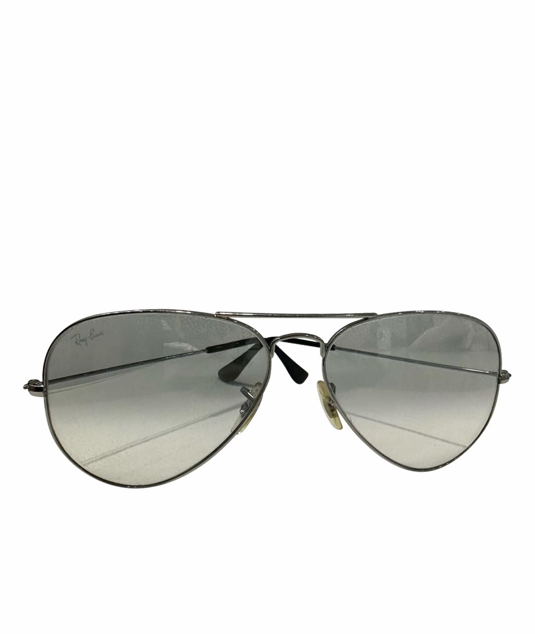 RAY BAN Серебряные металлические солнцезащитные очки, фото 1