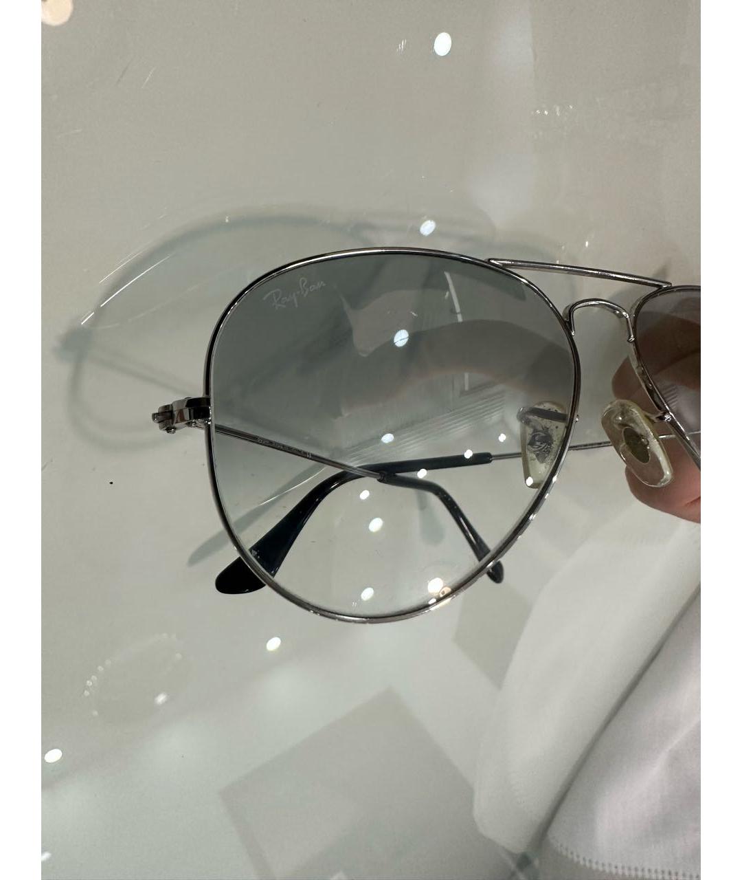 RAY BAN Серебряные металлические солнцезащитные очки, фото 3