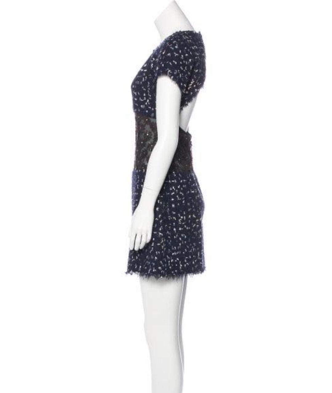 CHANEL PRE-OWNED Темно-синее твидовое коктейльное платье, фото 3
