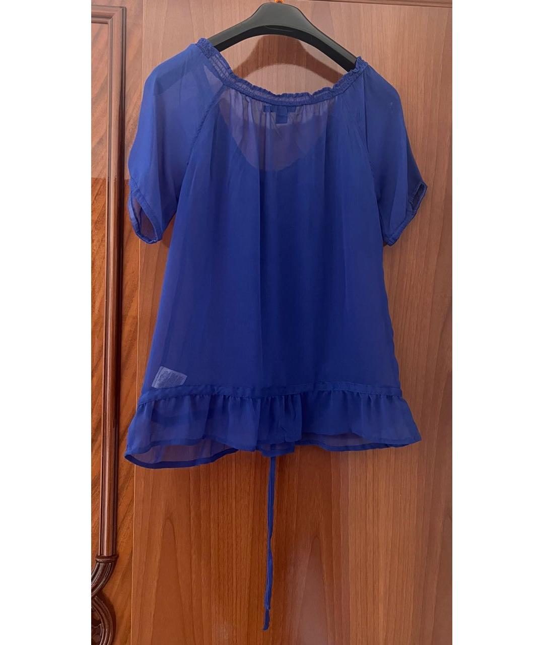 DKNY Синяя шелковая блузы, фото 2