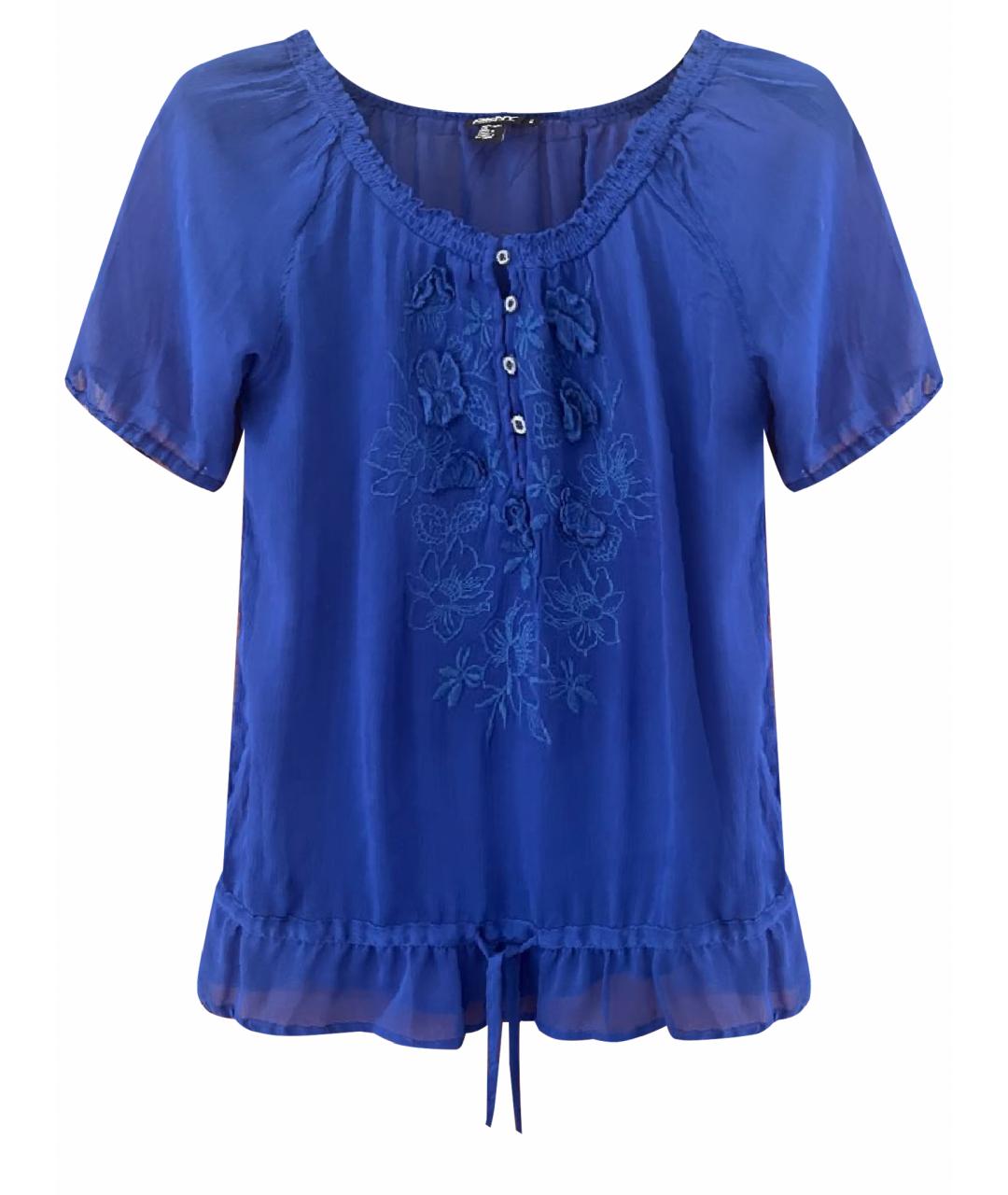 DKNY Синяя шелковая блузы, фото 1