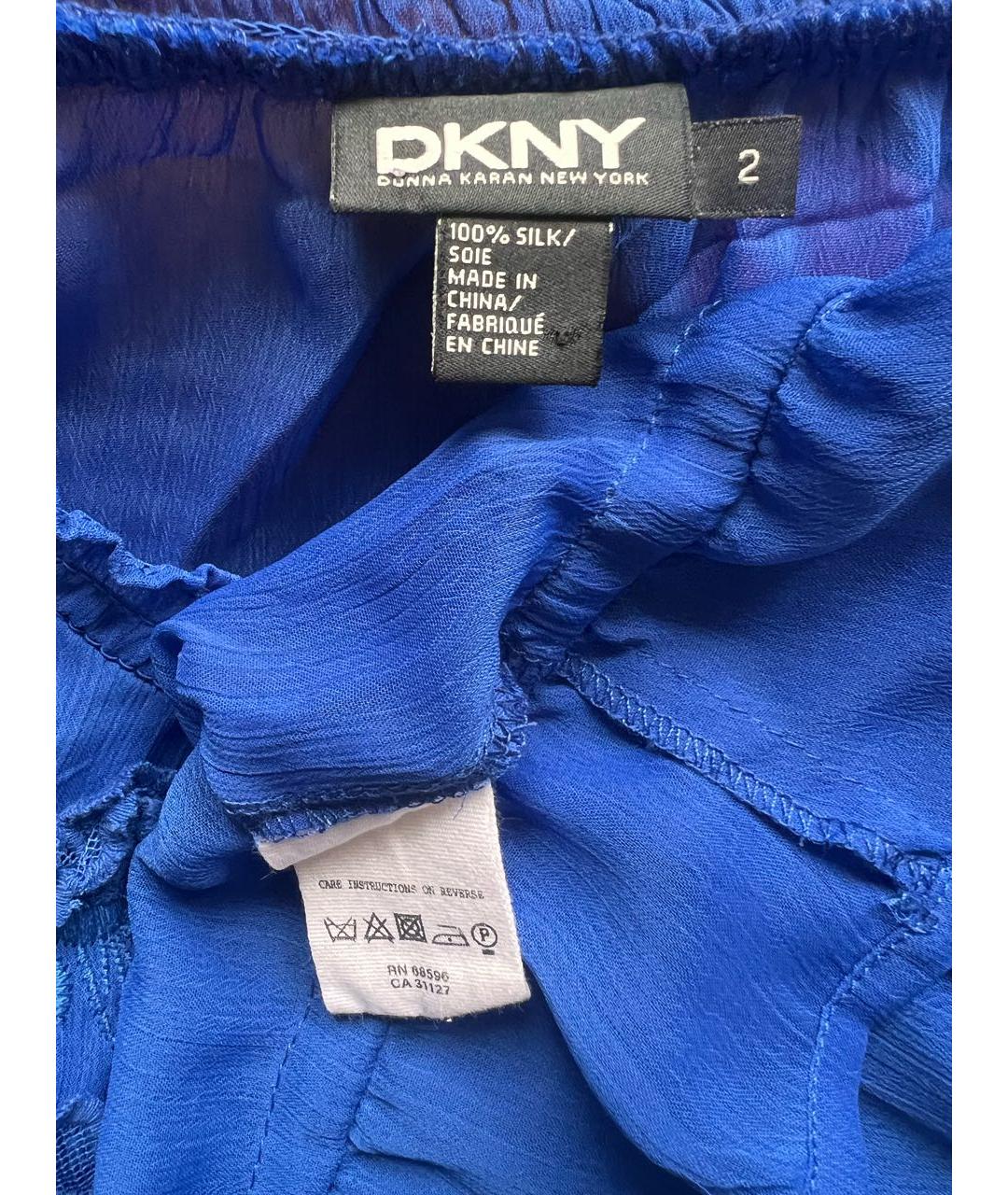 DKNY Синяя шелковая блузы, фото 3
