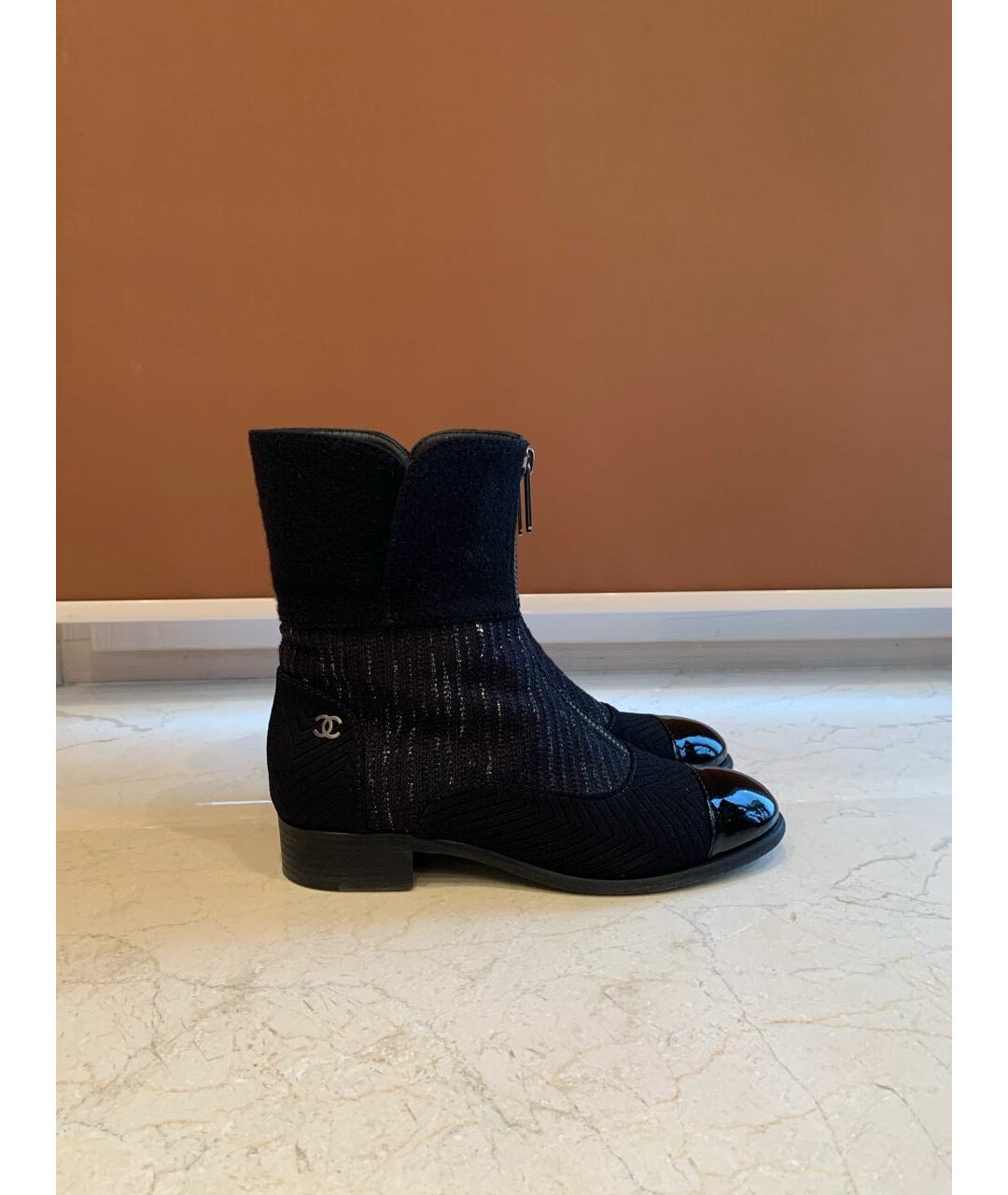 CHANEL PRE-OWNED Черные текстильные ботинки, фото 8