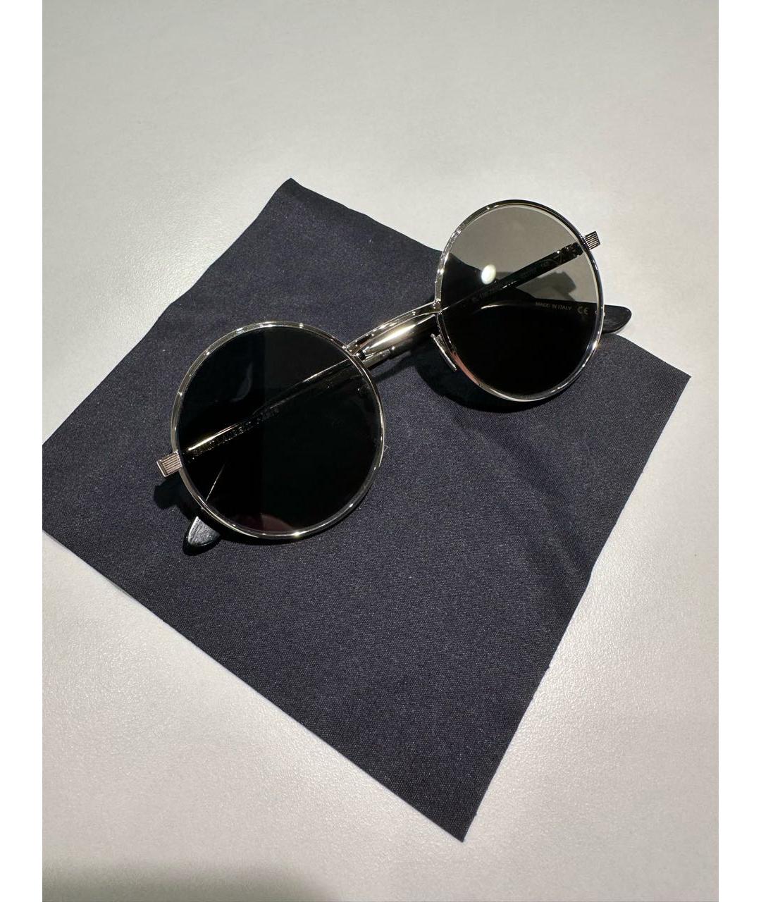 SAINT LAURENT Черные металлические солнцезащитные очки, фото 2