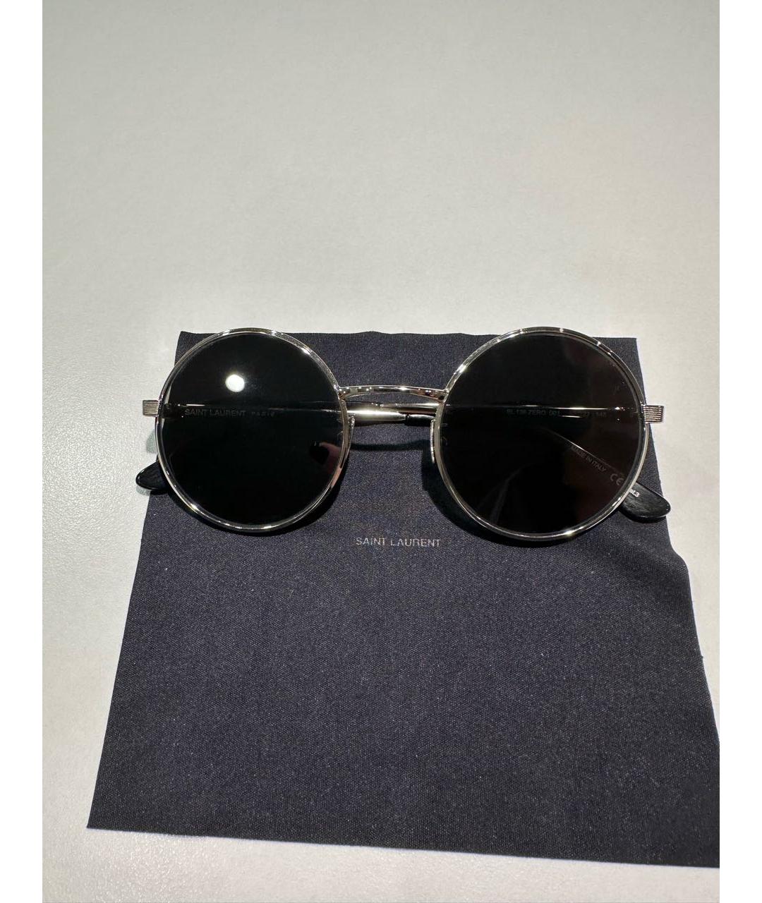 SAINT LAURENT Черные металлические солнцезащитные очки, фото 5