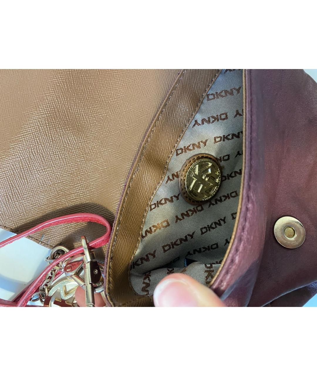 DKNY Бордовая сумка через плечо из искусственной кожи, фото 4