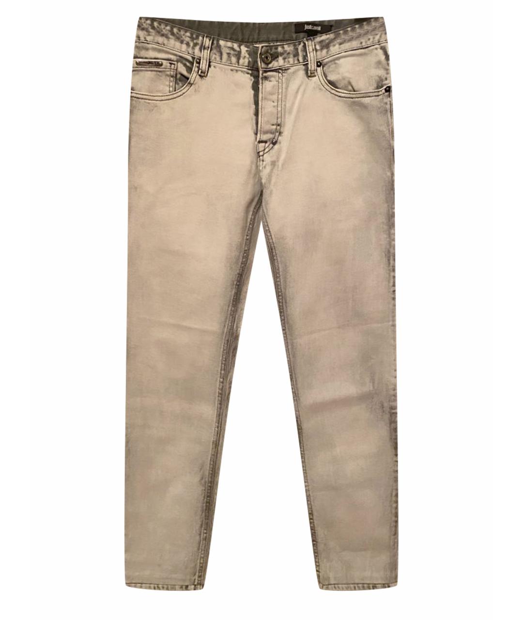 JUST CAVALLI Серебряные хлопковые джинсы скинни, фото 1