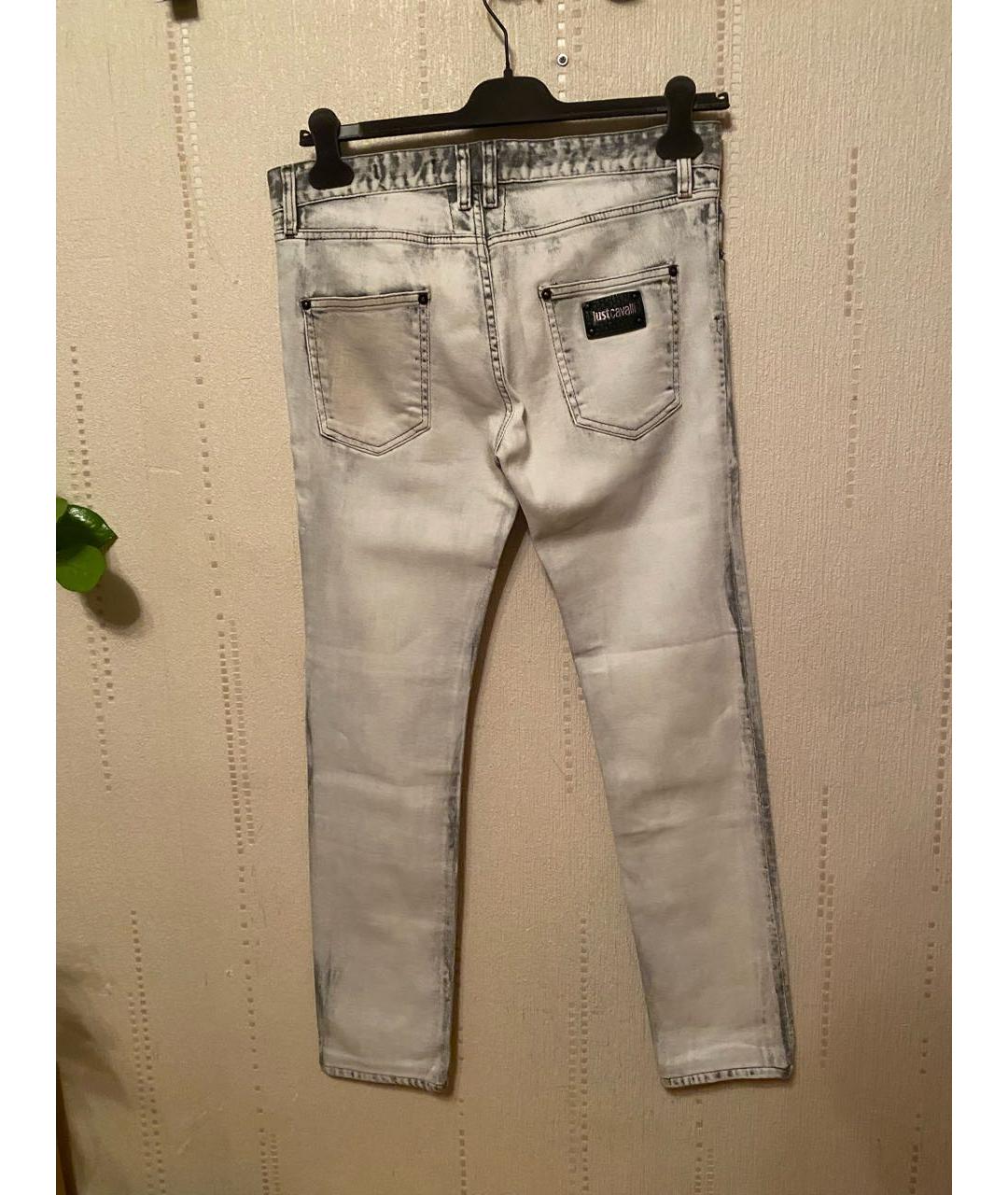 JUST CAVALLI Серебряные хлопковые джинсы скинни, фото 2