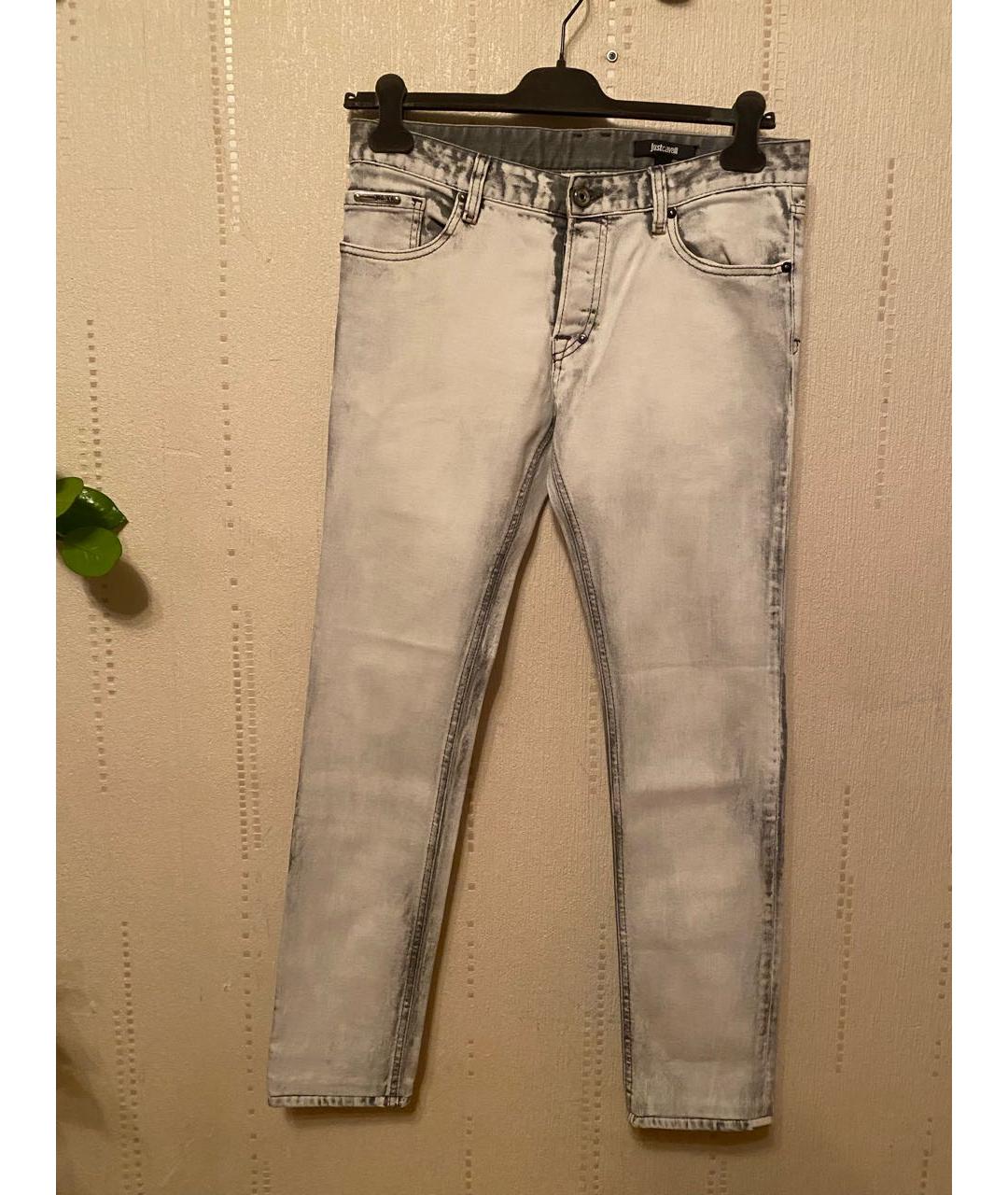 JUST CAVALLI Серебряные хлопковые джинсы скинни, фото 8