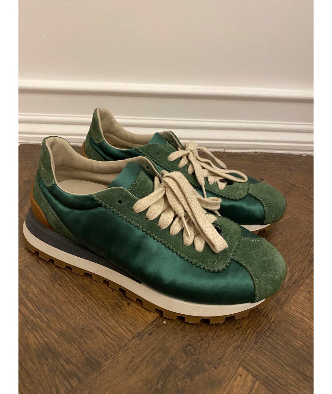 BRUNELLO CUCINELLI Зеленые замшевые кроссовки, фото 6