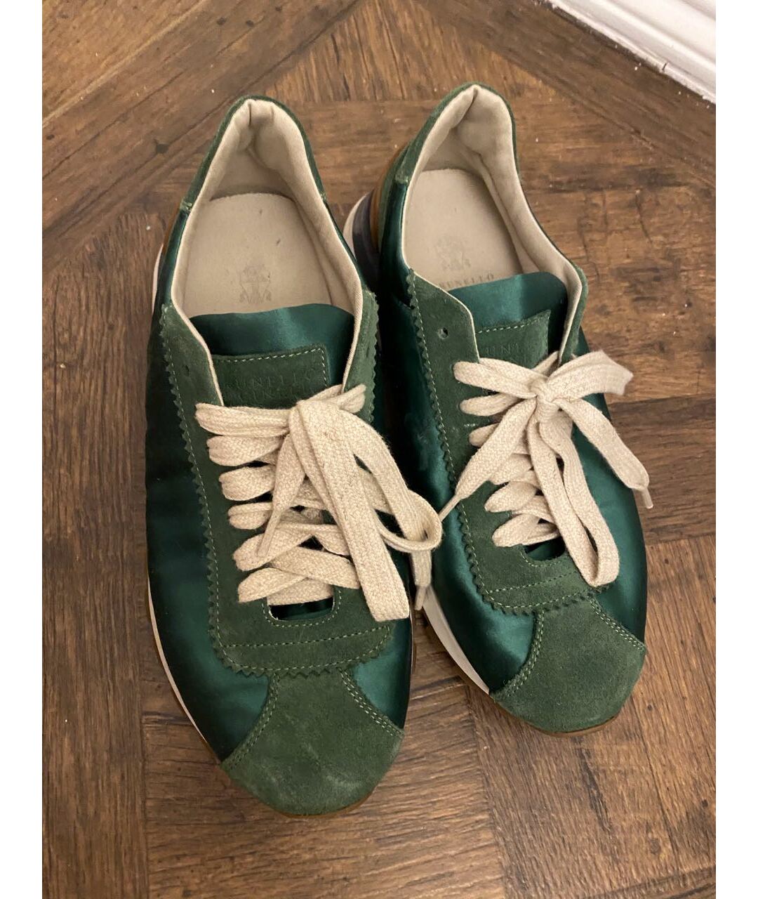 BRUNELLO CUCINELLI Зеленые замшевые кроссовки, фото 2