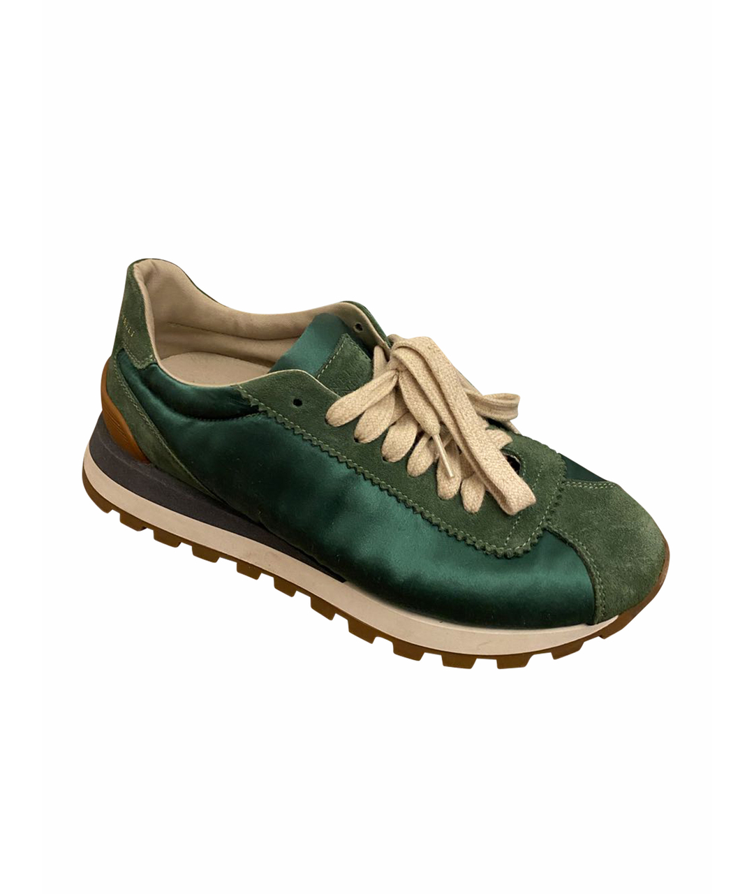 BRUNELLO CUCINELLI Зеленые замшевые кроссовки, фото 1