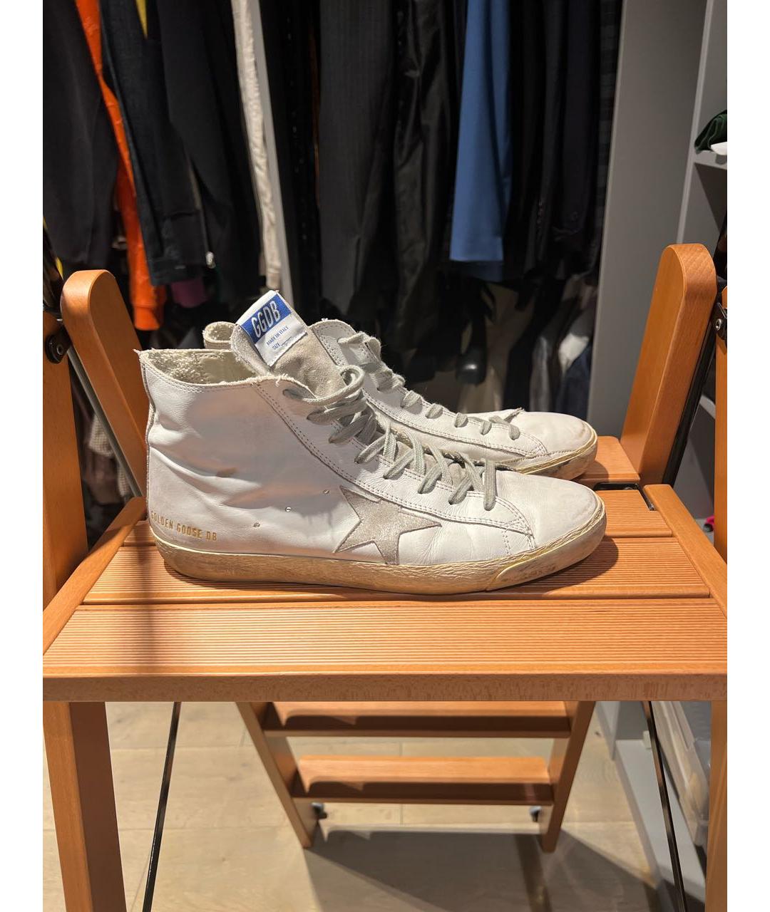 GOLDEN GOOSE DELUXE BRAND Белые кожаные высокие кроссовки / кеды, фото 5