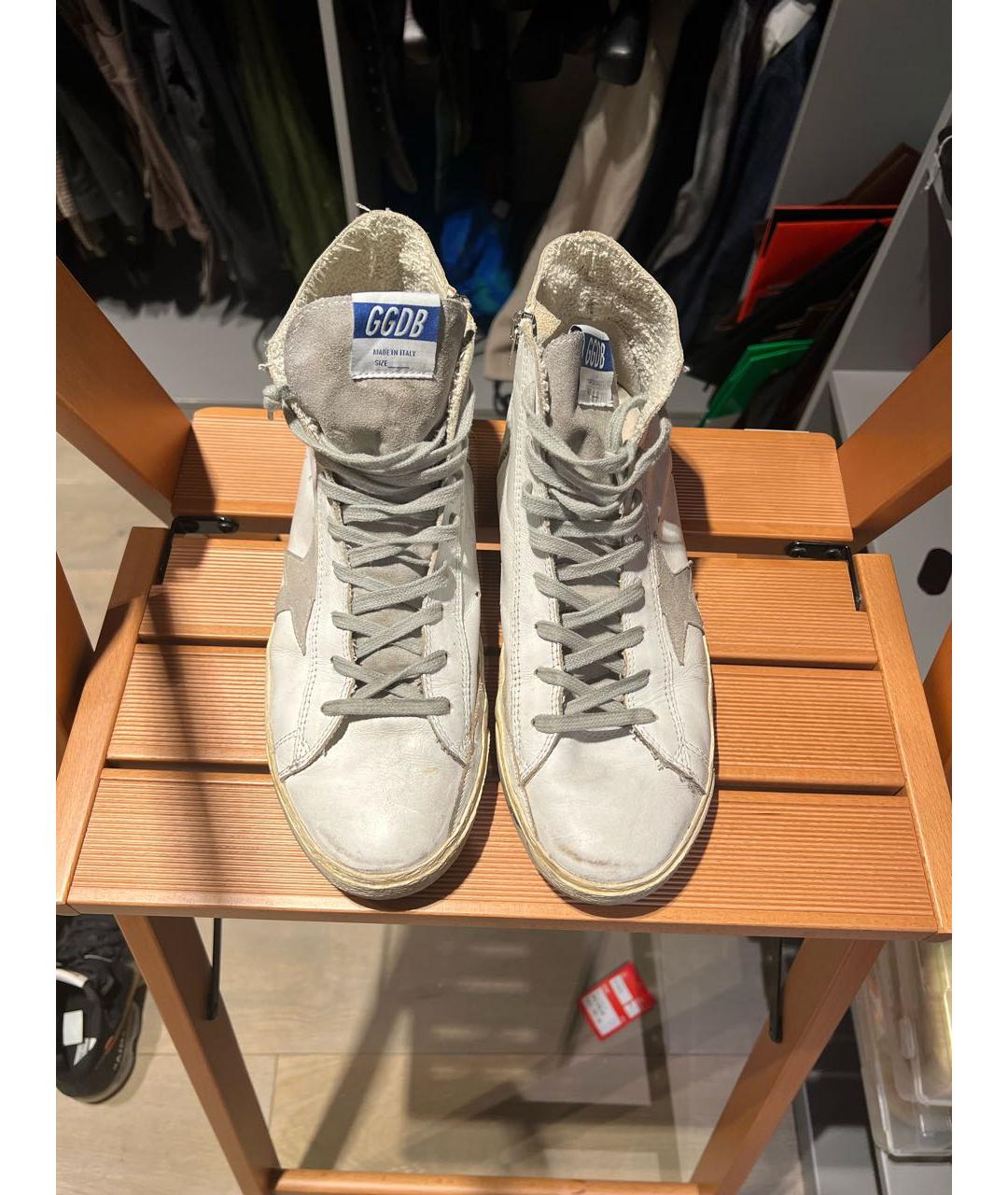 GOLDEN GOOSE DELUXE BRAND Белые кожаные высокие кроссовки / кеды, фото 2