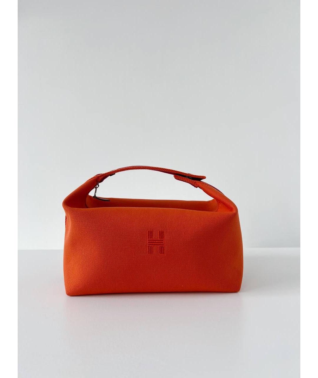 HERMES Оранжевая хлопковая косметичка, фото 7