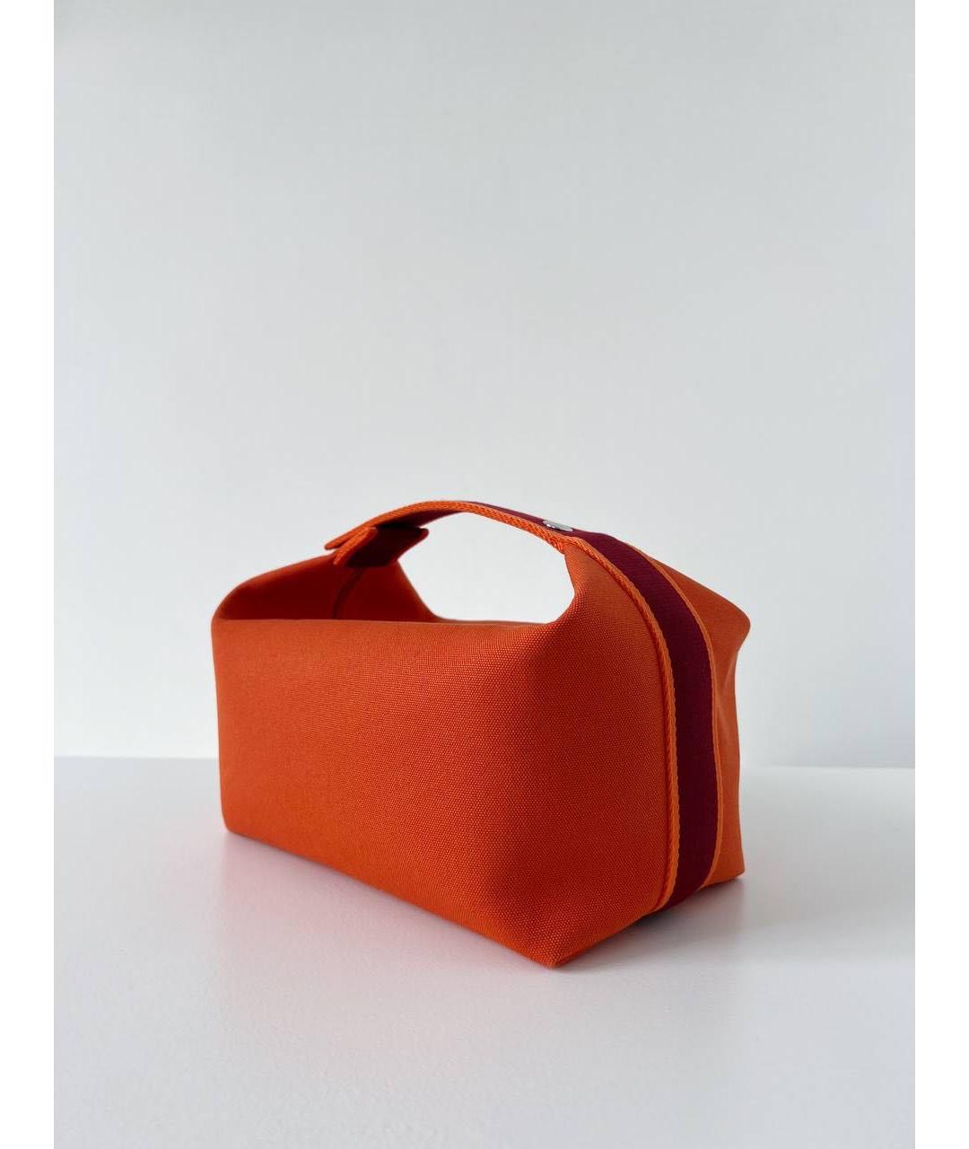 HERMES Оранжевая хлопковая косметичка, фото 5