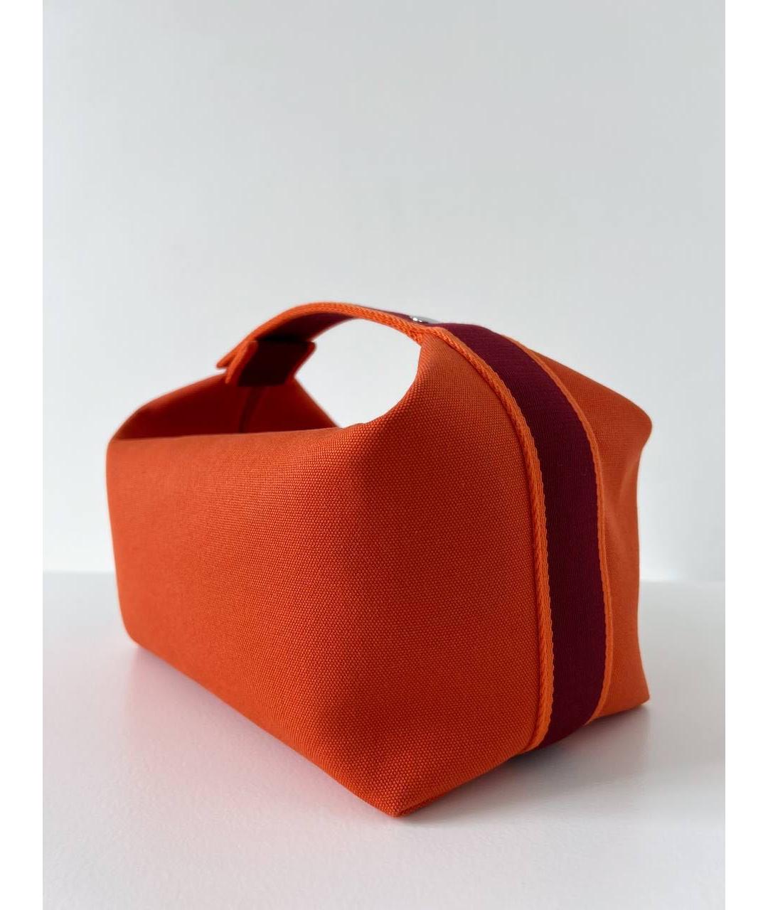 HERMES Оранжевая хлопковая косметичка, фото 6