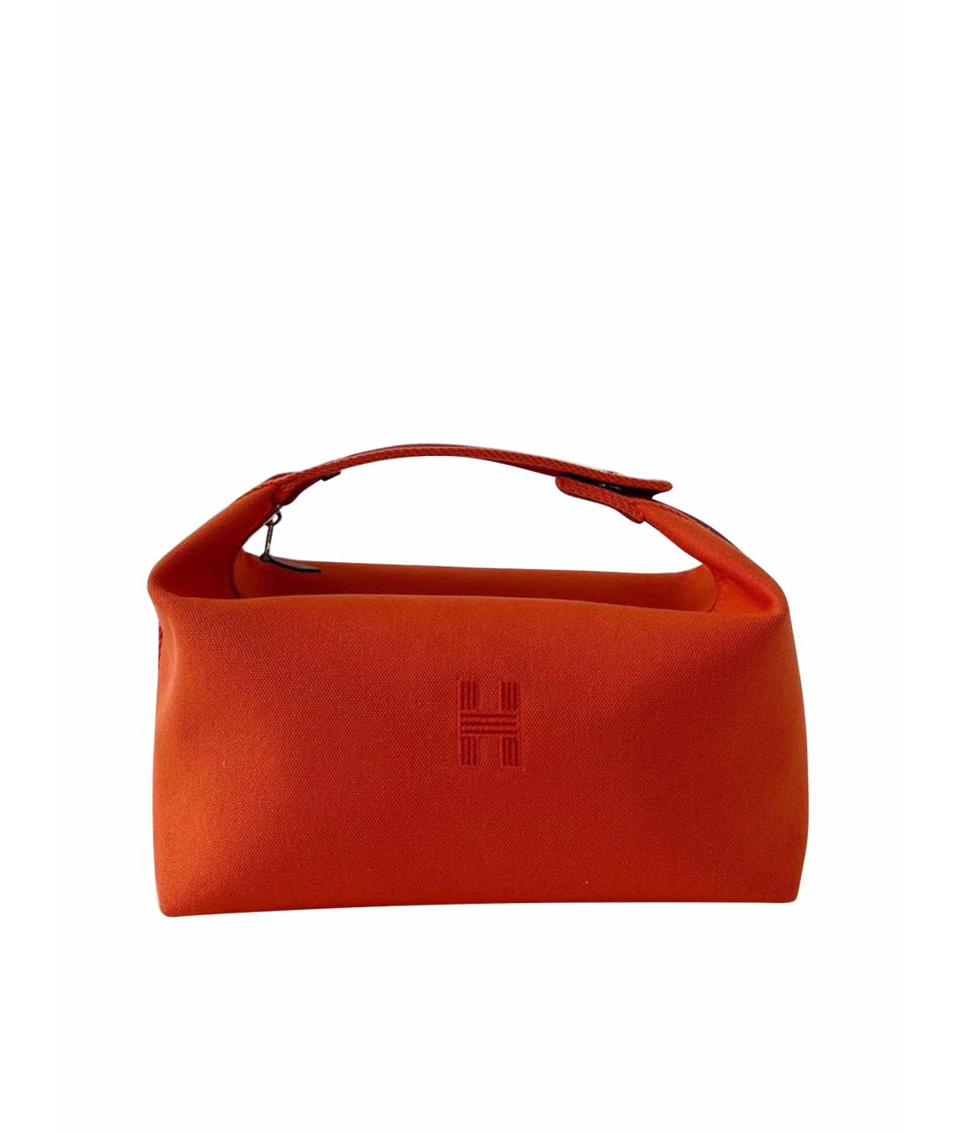 HERMES Оранжевая хлопковая косметичка, фото 1