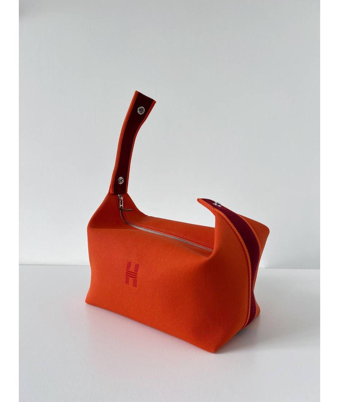 HERMES Оранжевая хлопковая косметичка, фото 4