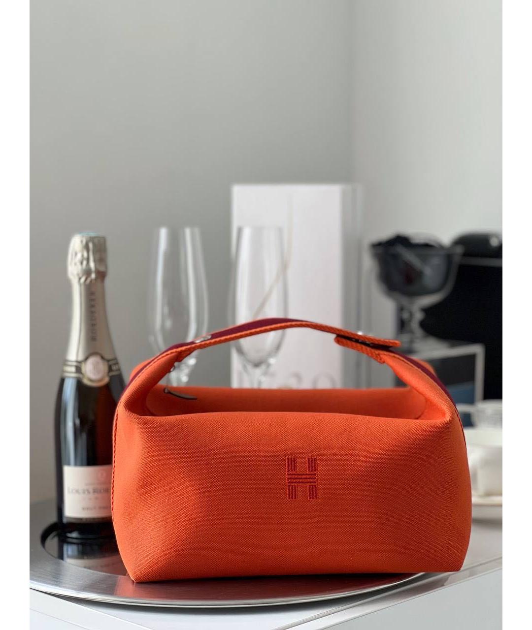 HERMES Оранжевая хлопковая косметичка, фото 2