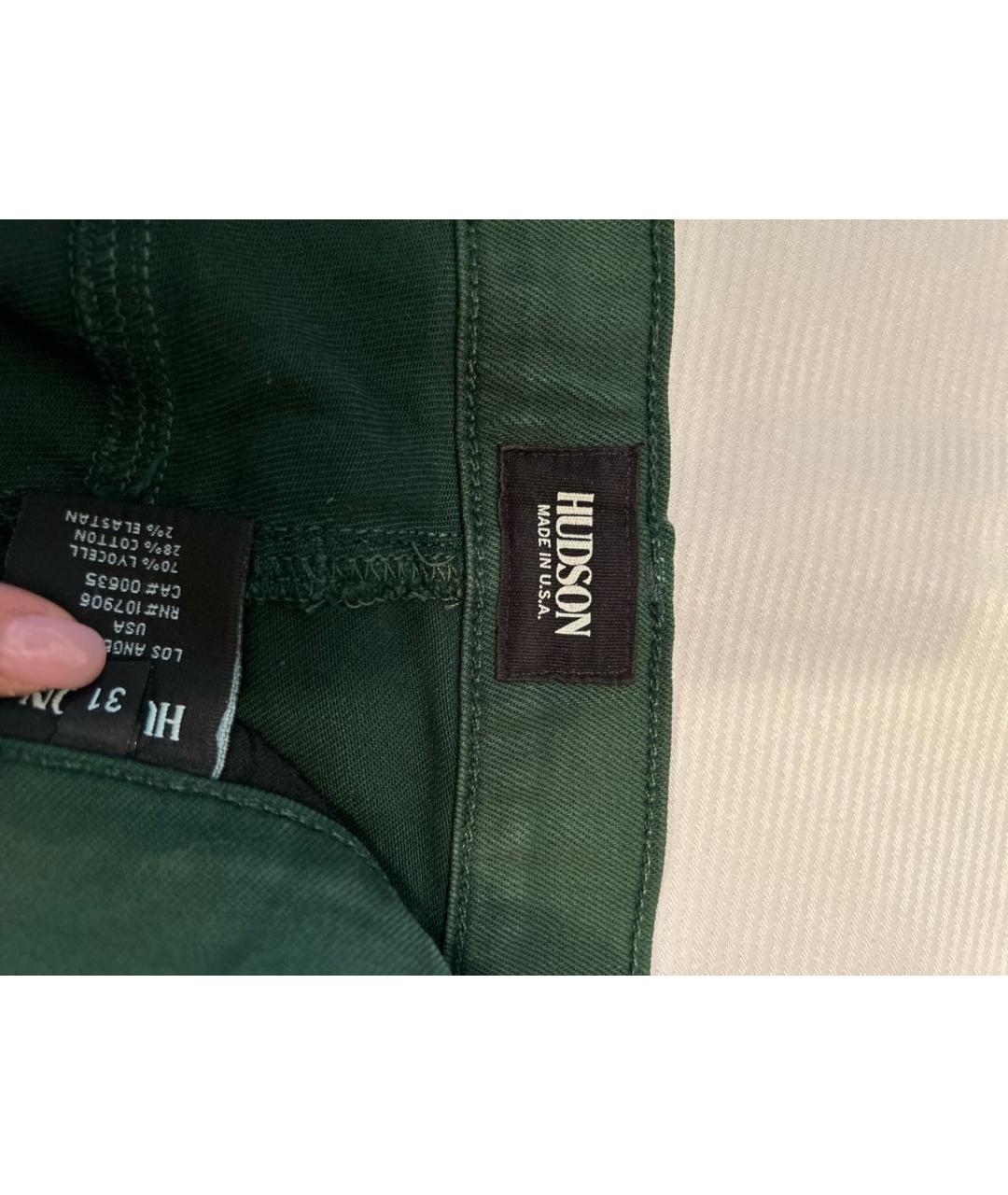 HUDSON Зеленые хлопко-лиоцелловые джинсы слим, фото 3