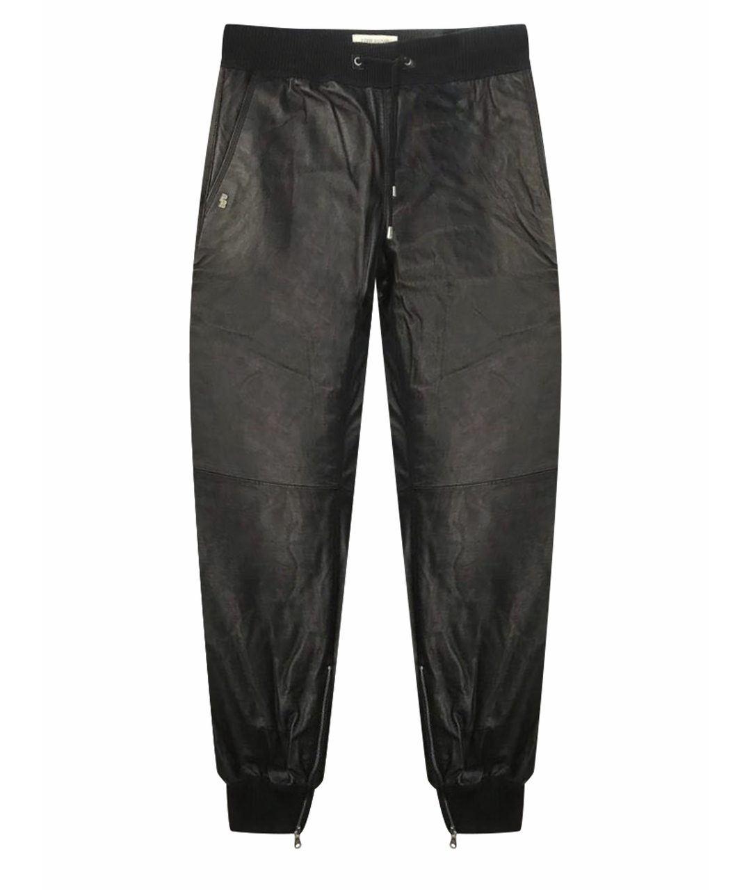 PIERRE BALMAIN Черные кожаные брюки чинос, фото 1