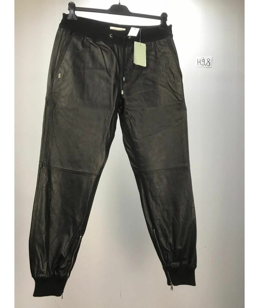 PIERRE BALMAIN Черные кожаные брюки чинос, фото 6