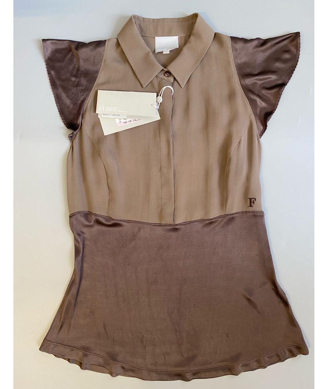 GIANFRANCO FERRE Коричневая шелковая блузы, фото 9
