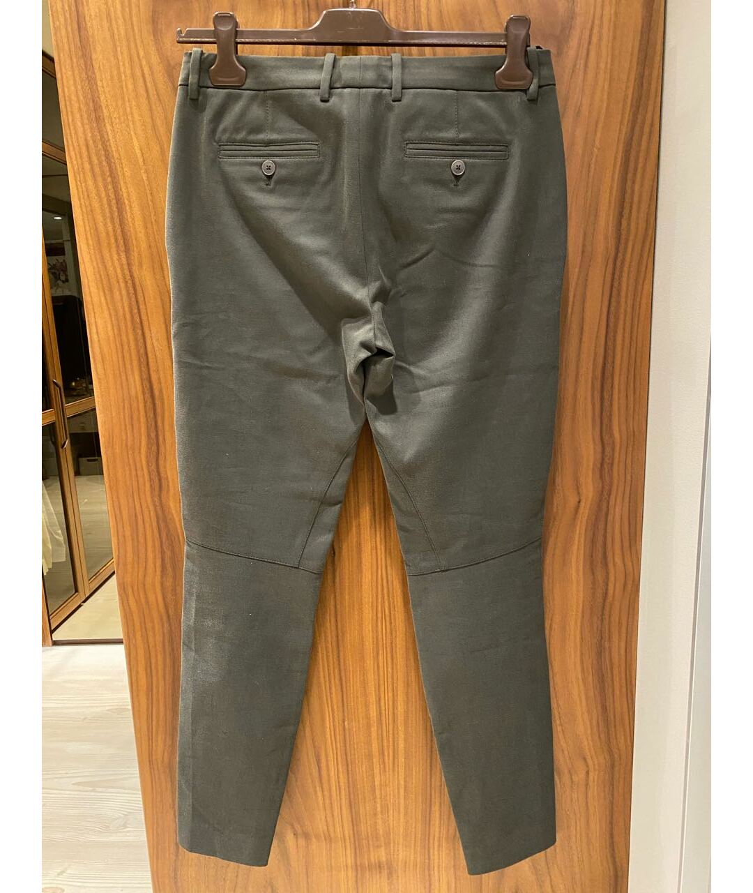 LORO PIANA Хаки хлопко-эластановые брюки узкие, фото 2
