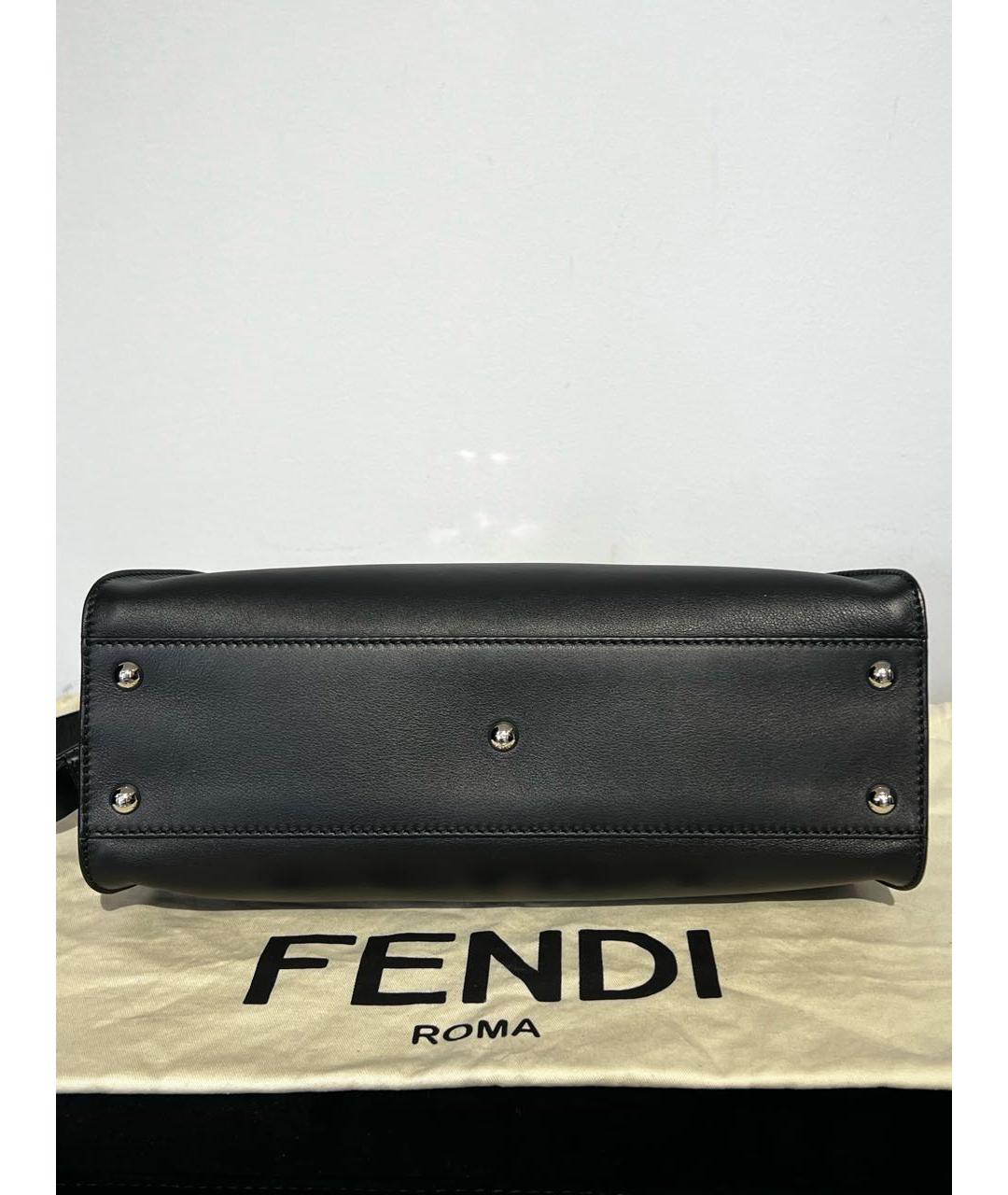 FENDI Черная кожаная сумка с короткими ручками, фото 7