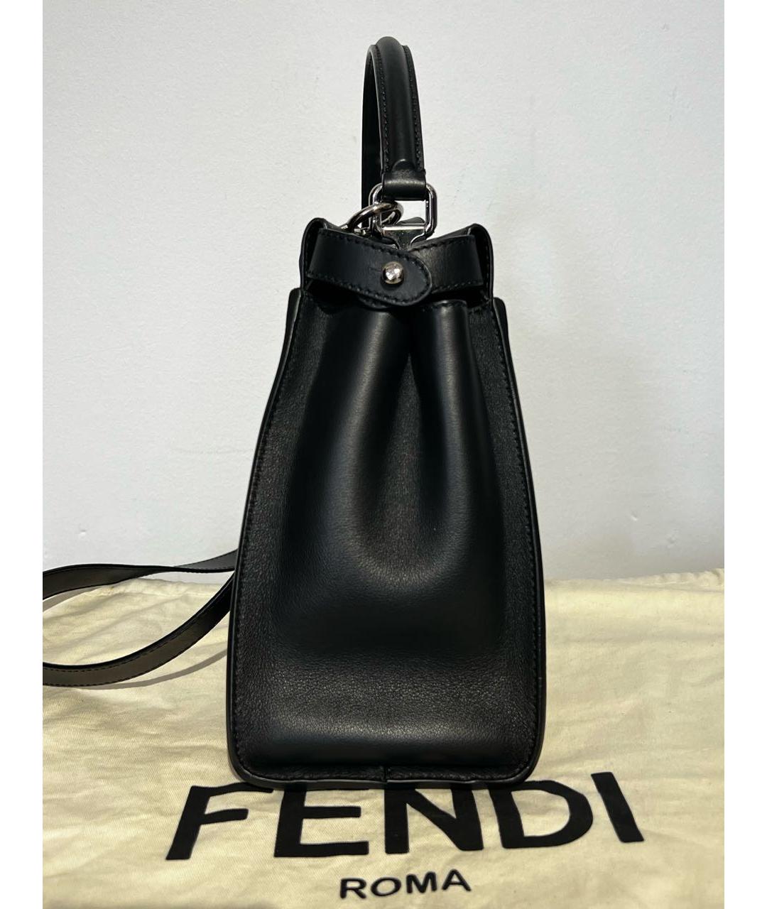 FENDI Черная кожаная сумка с короткими ручками, фото 6