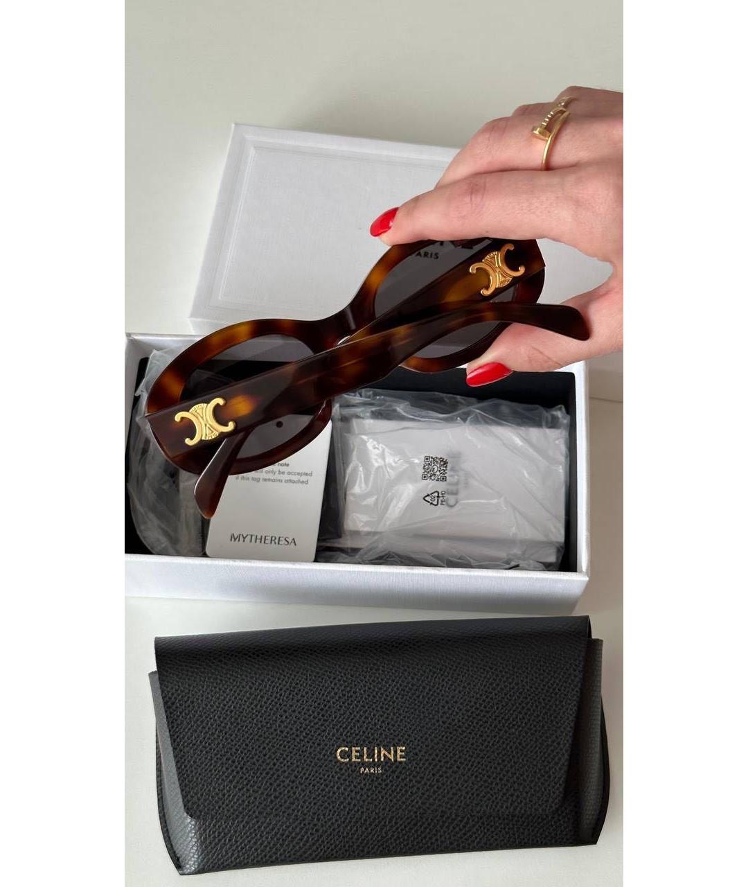 CELINE Коричневые солнцезащитные очки, фото 4