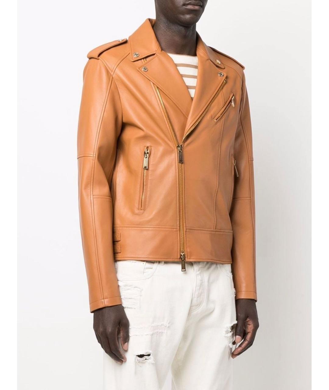 DSQUARED2 Оранжевая кожаная куртка, фото 2