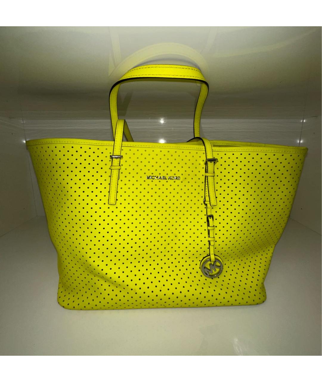 MICHAEL KORS Желтая сумка тоут из искусственной кожи, фото 8