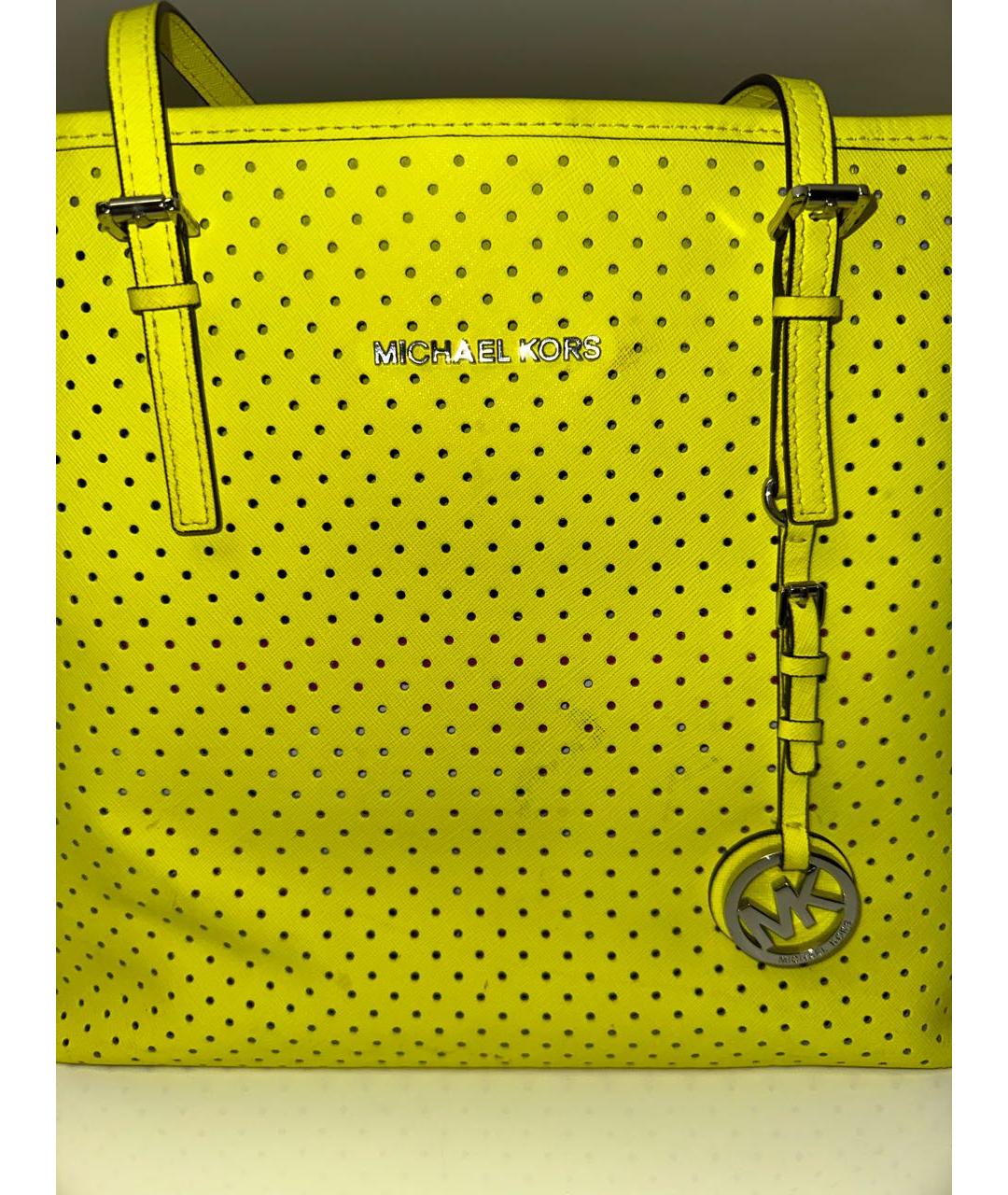 MICHAEL KORS Желтая сумка тоут из искусственной кожи, фото 6