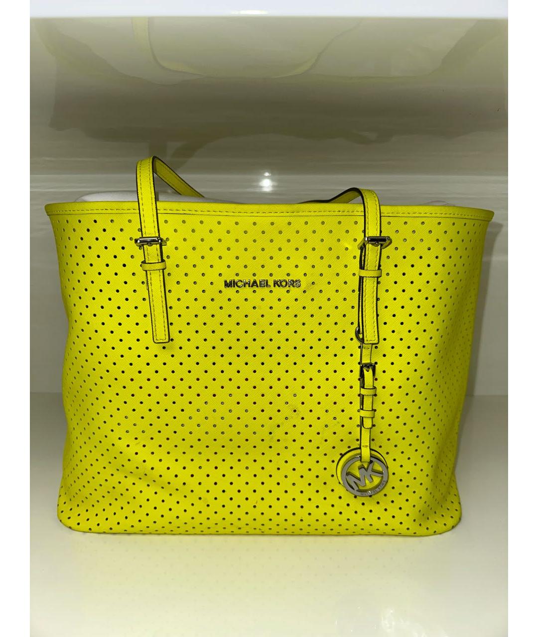 MICHAEL KORS Желтая сумка тоут из искусственной кожи, фото 7