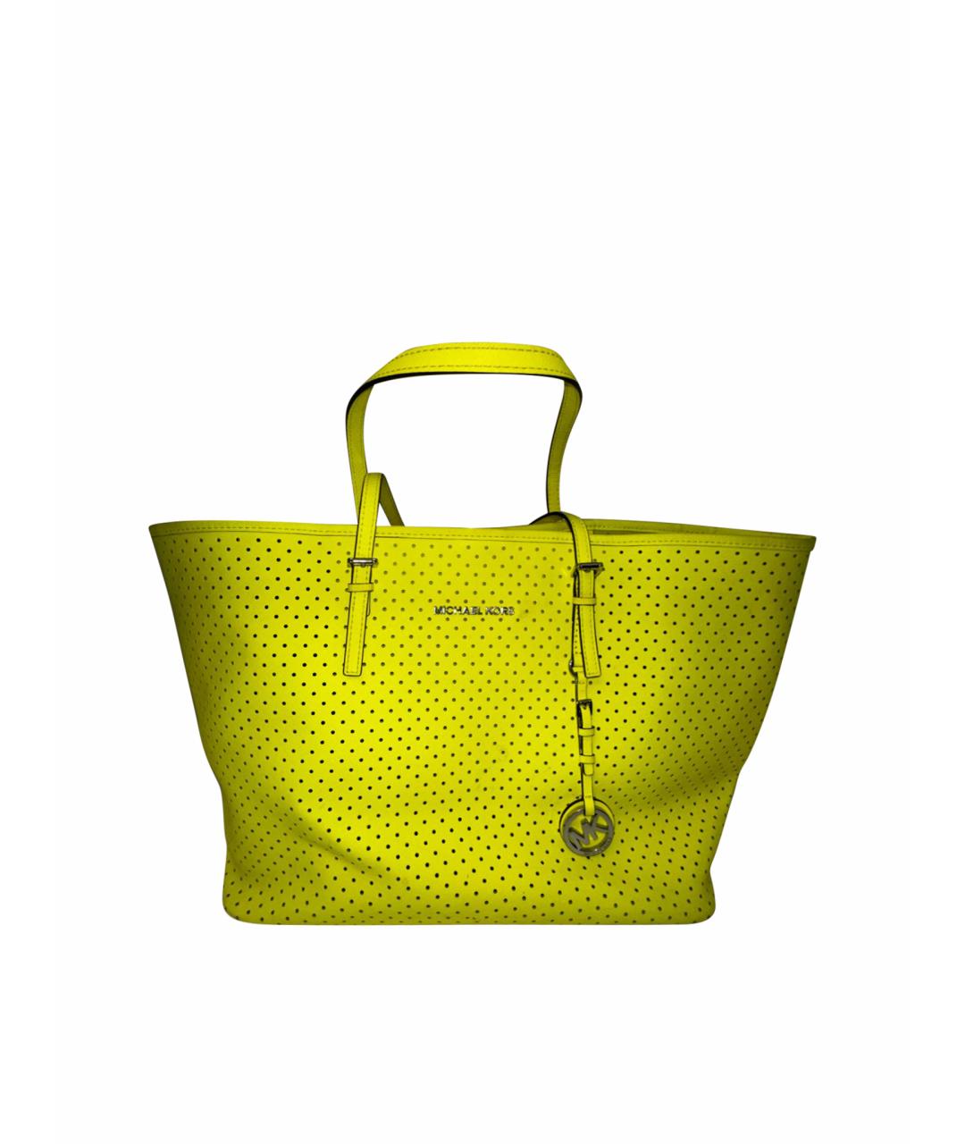 MICHAEL KORS Желтая сумка тоут из искусственной кожи, фото 1