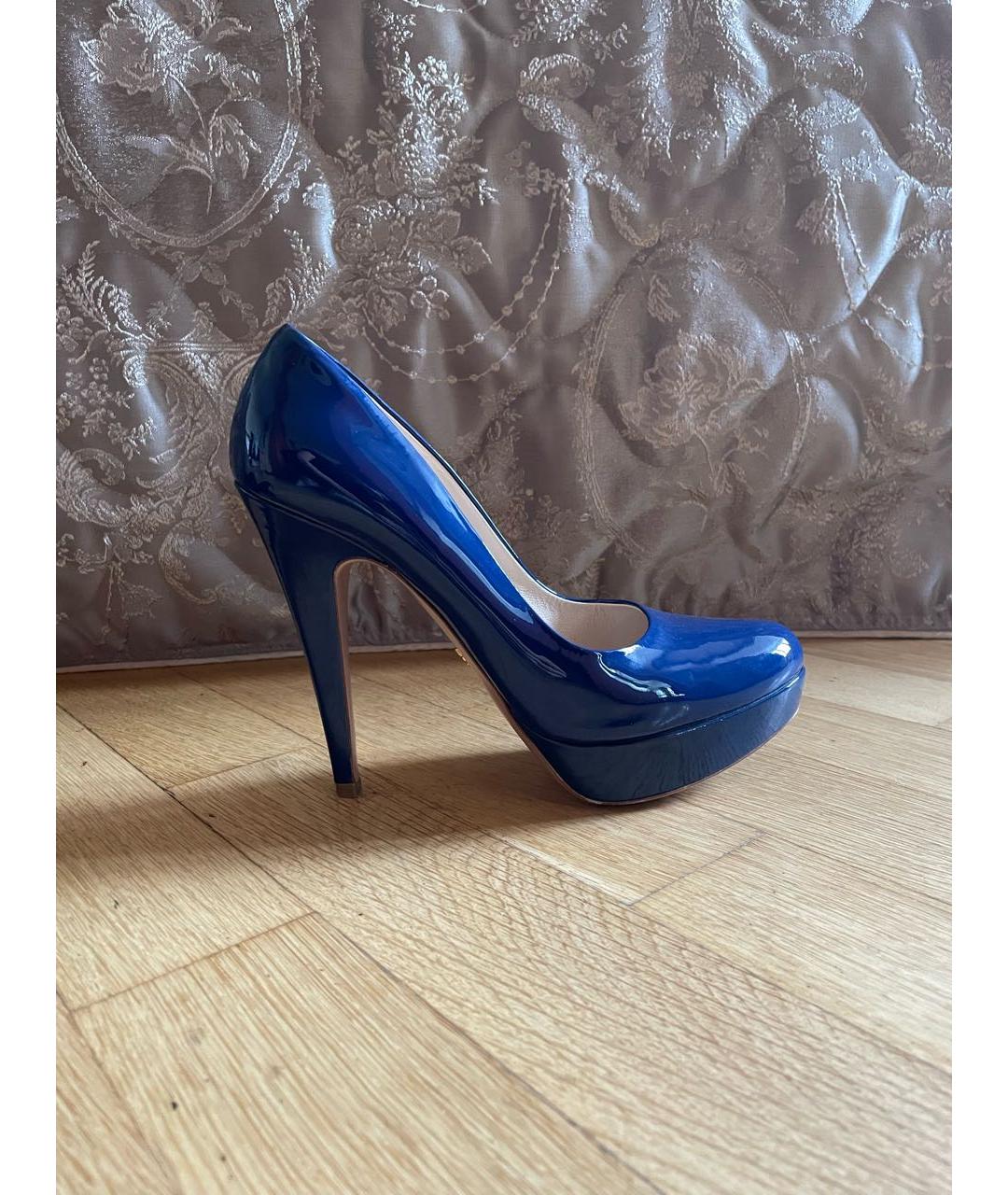PRADA Темно-синие туфли из лакированной кожи, фото 4
