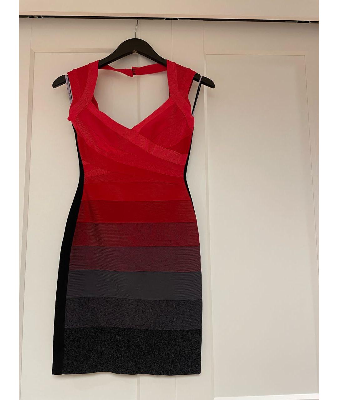 HERVE LEGER Красное вискозное коктейльное платье, фото 4