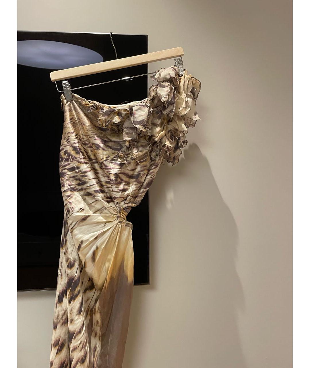 ROBERTO CAVALLI Золотое шелковое коктейльное платье, фото 2