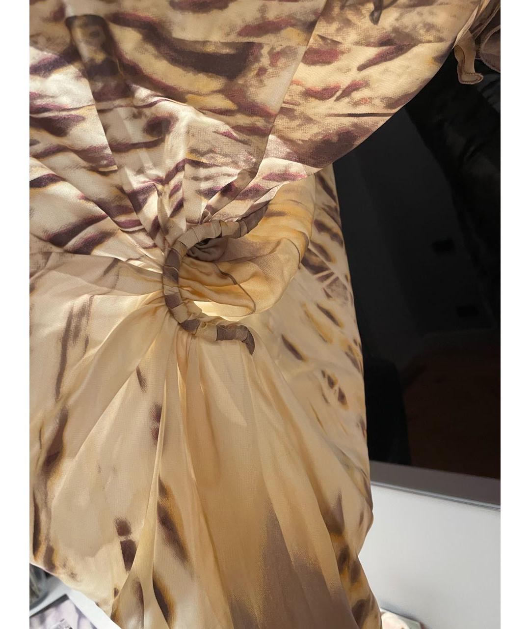 ROBERTO CAVALLI Золотое шелковое коктейльное платье, фото 4