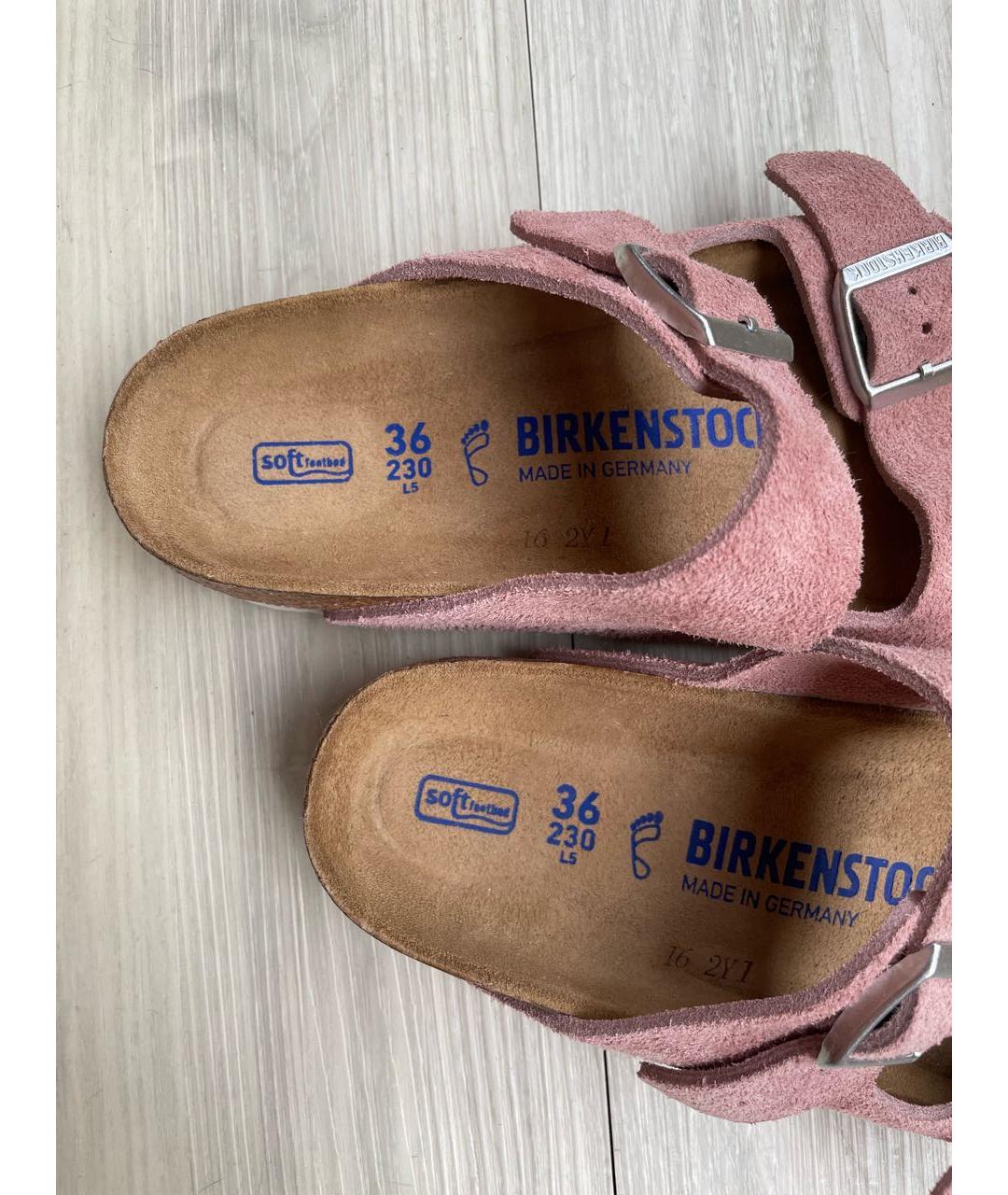 BIRKENSTOCK Розовые замшевые шлепанцы, фото 2