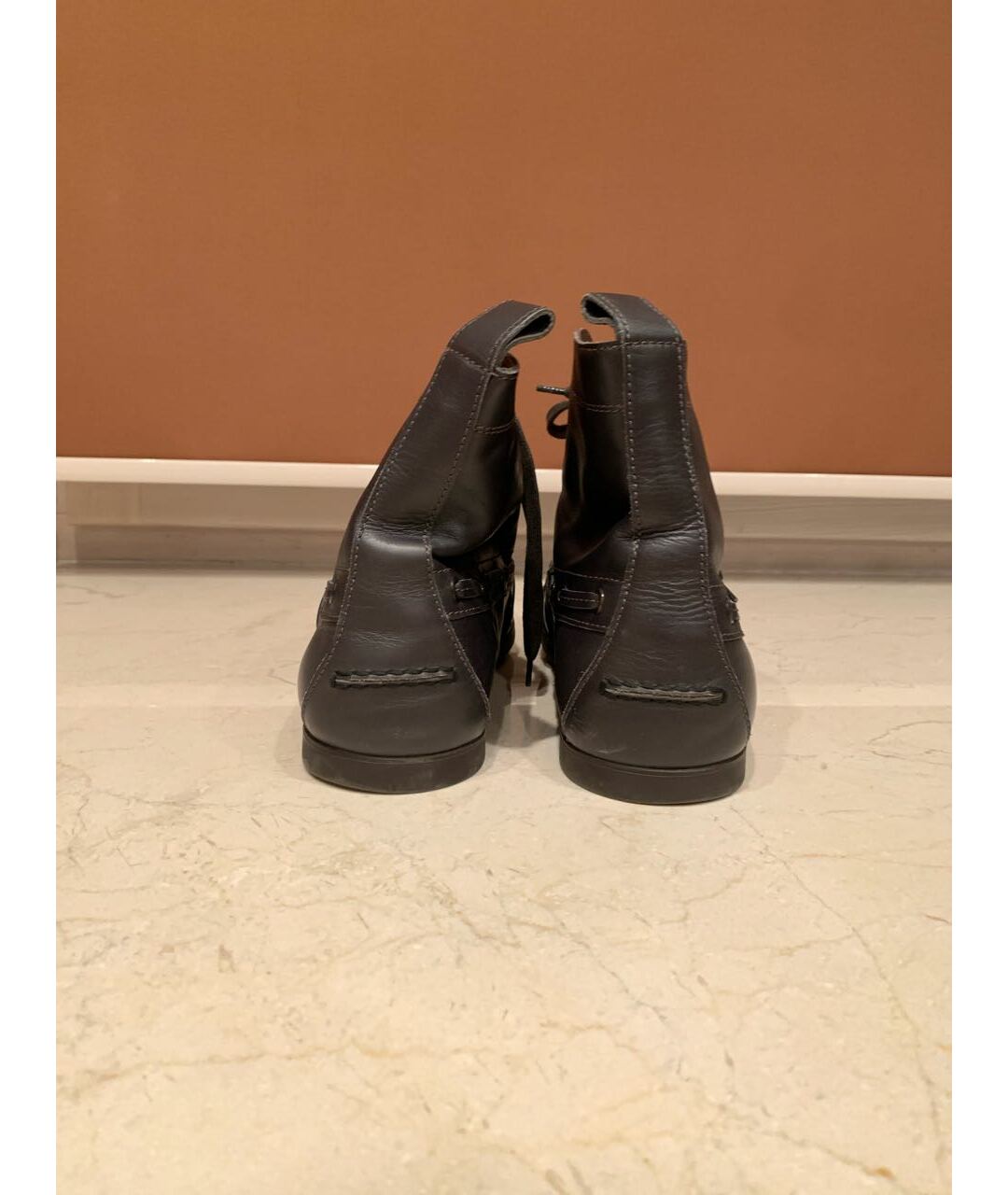 BOTTEGA VENETA Серые кожаные высокие ботинки, фото 4